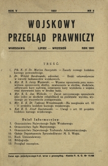 Wojskowy Przegląd Prawniczy. R. 5, nr 3 (lipiec-wrzesień 1932)