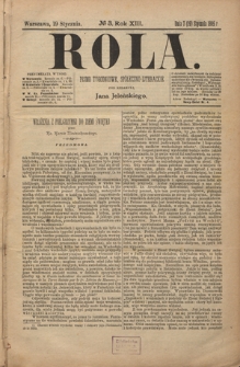 Rola : pismo tygodniowe, społeczno-literackie R. 13, nr 7/19 stycznia 1895)
