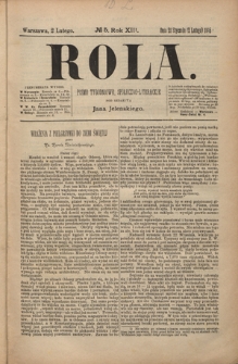 Rola : pismo tygodniowe, społeczno-literackie R. 13, Nr 5 (21 stycznia/2 lutego 1895)