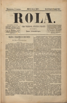 Rola : pismo tygodniowe, społeczno-literackie R. 13, Nr 6 (28 stycznia/9 lutego 1895)