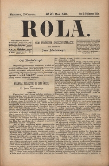 Rola : pismo tygodniowe, społeczno-literackie R. 13, Nr 26 (17/29 czerwca 1895)