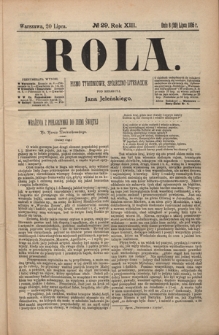 Rola : pismo tygodniowe, społeczno-literackie R. 13, Nr 29 (8/20 lipca 1895)