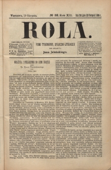 Rola : pismo tygodniowe, społeczno-literackie R. 13, Nr 32 (29 lipca/10 sierpnia 1895)