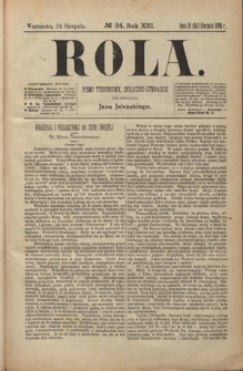 Rola : pismo tygodniowe, społeczno-literackie R. 13, Nr 34 (12/24 sierpnia 1895)