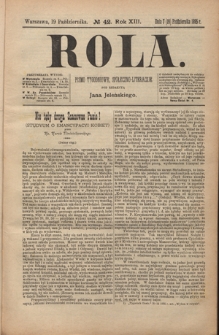 Rola : pismo tygodniowe, społeczno-literackie R. 13, Nr 42 (7/19 października 1895)