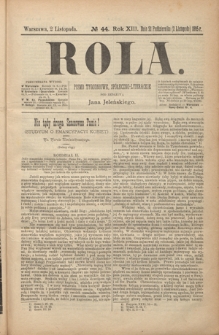 Rola : pismo tygodniowe, społeczno-literackie R. 13, Nr 44 (21 października/2 listopada 1895)