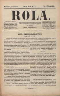 Rola : pismo tygodniowe, społeczno-literackie R. 16, Nr 51 (5/17 grudnia 1898)