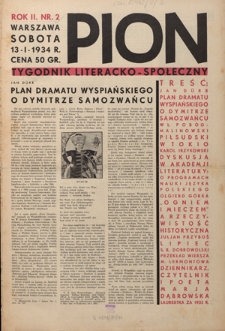 Pion : tygodnik literacko-społeczny R. 2, Nr 2 (13 stycznia 1934)