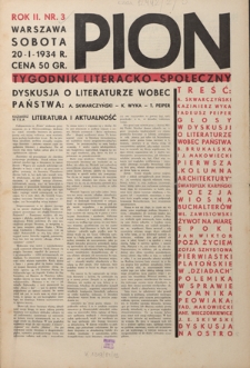 Pion : tygodnik literacko-społeczny R. 2, nr 3 (20 stycznia 1934)