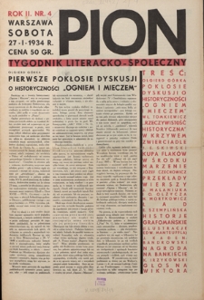 Pion : tygodnik literacko-społeczny R. 2, Nr 4 (27 stycznia 1934)