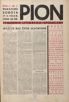 Pion : tygodnik literacko-społeczny R. 2, Nr 7 (17 lutego 1934)