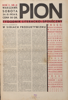 Pion : tygodnik literacko-społeczny R. 2, Nr 8 (24 lutego 1934)