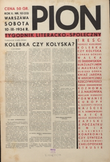 Pion : tygodnik literacko-społeczny R. 2, Nr 10 (10 marca 1934)