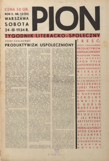 Pion : tygodnik literacko-społeczny R. 2, Nr 12 (24 marca 1934)