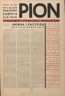 Pion : tygodnik literacko-społeczny R. 2, Nr 13 (31 marca 1934)