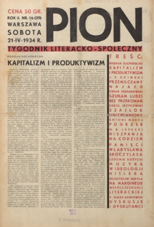 Pion : tygodnik literacko-społeczny R. 2, Nr 16 (20 kwietnia 1934)