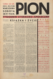 Pion : tygodnik literacko-społeczny R. 2, Nr 17 (28 kwietnia 1934)