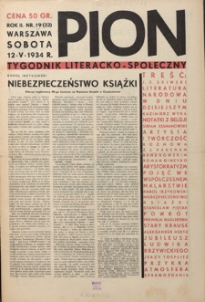 Pion : tygodnik literacko-społeczny R. 2, Nr 19 (12 maja 1934)