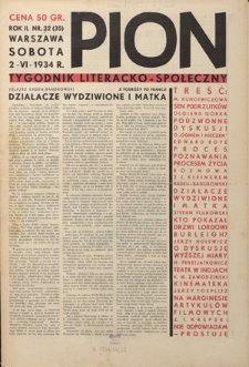 Pion : tygodnik literacko-społeczny R. 2, Nr 22 (2 czerwca 1934)