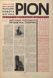 Pion : tygodnik literacko-społeczny R. 2, Nr 24 (16 czerwca 1934)