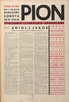 Pion : tygodnik literacko-społeczny R. 2, Nr 26 (30 czerwca 1934)