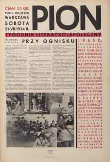Pion : tygodnik literacko-społeczny R. 2, Nr 29 (21 lipca 1934)