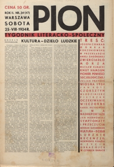 Pion : tygodnik literacko-społeczny R. 2, Nr 34 (25 sierpnia 1934)