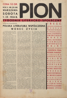 Pion : tygodnik literacko-społeczny R. 2, Nr 35 (1 września 1934)
