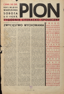 Pion : tygodnik literacko-społeczny R. 2, Nr 40 (6 października 1934)