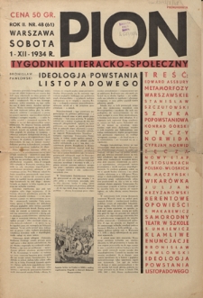 Pion : tygodnik literacko-społeczny R. 2, Nr 48 (1 grudnia 1934)