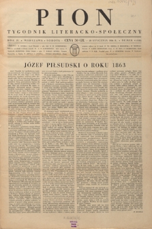 Pion : tygodnik literacko-społeczny R. 4, Nr 4=120 (25 stycznia 1936)