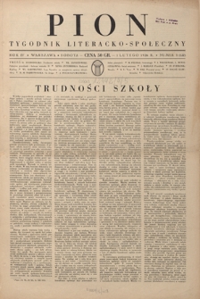Pion : tygodnik literacko-społeczny R. 4, Nr 5=122 (1 lutego 1936)
