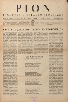 Pion : tygodnik literacko-społeczny R. 4, Nr 10=127 (7 marca 1936)