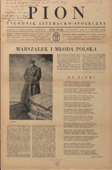 Pion : tygodnik literacko-społeczny R. 4, Nr 12=129 (19 marca 1936)