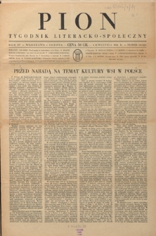 Pion : tygodnik literacko-społeczny R. 4, Nr 14=131 (4 kwietnia 1936)