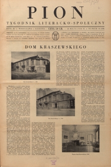 Pion : tygodnik literacko-społeczny R. 4, Nr 21=138 ( 23 maja 1936)