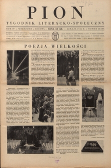 Pion : tygodnik literacko-społeczny R. 4, Nr 22=139 (30 maja 1936)