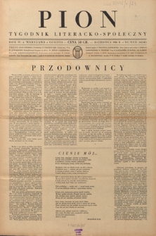 Pion : tygodnik literacko-społeczny R. 4, Nr 24=141 (13 czerwca 1936)