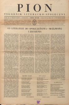 Pion : tygodnik literacko-społeczny R. 4, Nr 30=147 (25 lipca 1936)