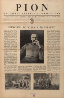 Pion : tygodnik literacko-społeczny R. 4, Nr 31=148 (1 sierpnia 1936)