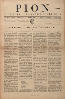 Pion : tygodnik literacko-społeczny R. 4, nr 36=153 (5 września 1936)