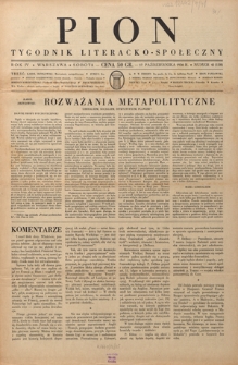 Pion : tygodnik literacko-społeczny R. 4, Nr 41=158 (17 października 1936)