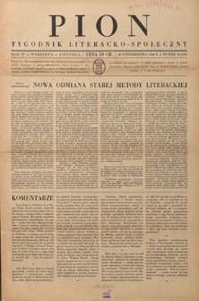 Pion : tygodnik literacko-społeczny R. 4, Nr 42=159 (18 października 1936)