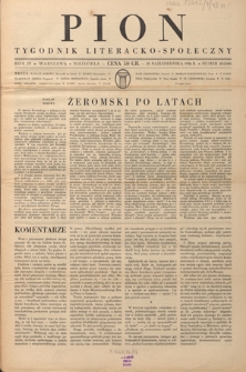 Pion : tygodnik literacko-społeczny R. 4, Nr 43=160 (25 października 1936)