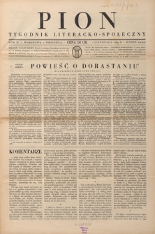 Pion : tygodnik literacko-społeczny R. 4, Nr 44=161 (1 listopada 1936)