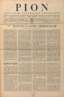 Pion : tygodnik literacko-społeczny R. 4, Nr 45=162 (8 listopada 1936)