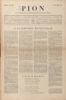 Pion : tygodnik literacko-społeczny R. 3, nr 5=70 (2 lutego 1935)