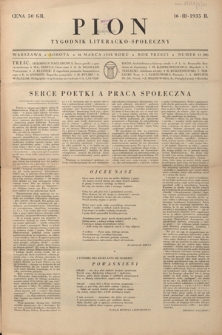 Pion : tygodnik literacko-społeczny R. 3, Nr 11=76 (16 marca 1935)
