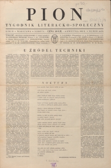 Pion : tygodnik literacko-społeczny R. 3, Nr 13=78 (30 marca 1935)
