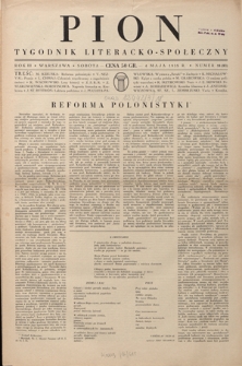 Pion : tygodnik literacko-społeczny R. 3, Nr 18=83 (4 maja 1935)